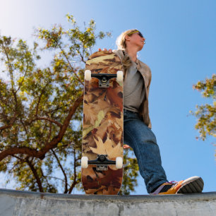 autumn, dry leaves skateboard