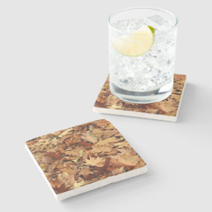 autumn, dry leaves stone coaster