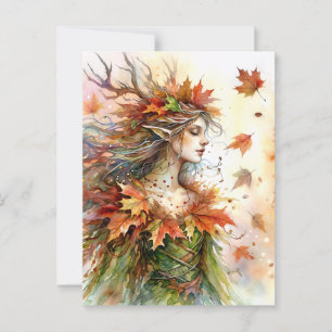 Autumn Dryad Fairycore Fall Aesthetic Postcard