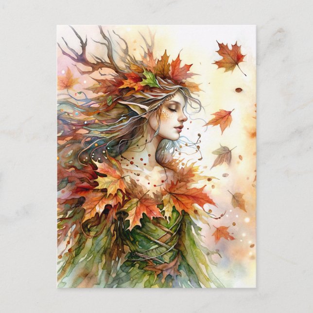 Autumn Dryad Fairycore Fall Aesthetic Postcard (Front)