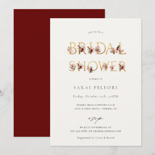 Autumn Earth-Tone Floral Bridal Shower Invitation