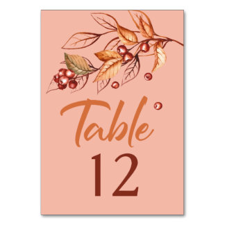 Autumn Earth tone Terracotta Wedding Table Number