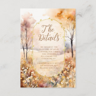 Autumn Earth Tones Floral Rustic Wedding Details Enclosure Card
