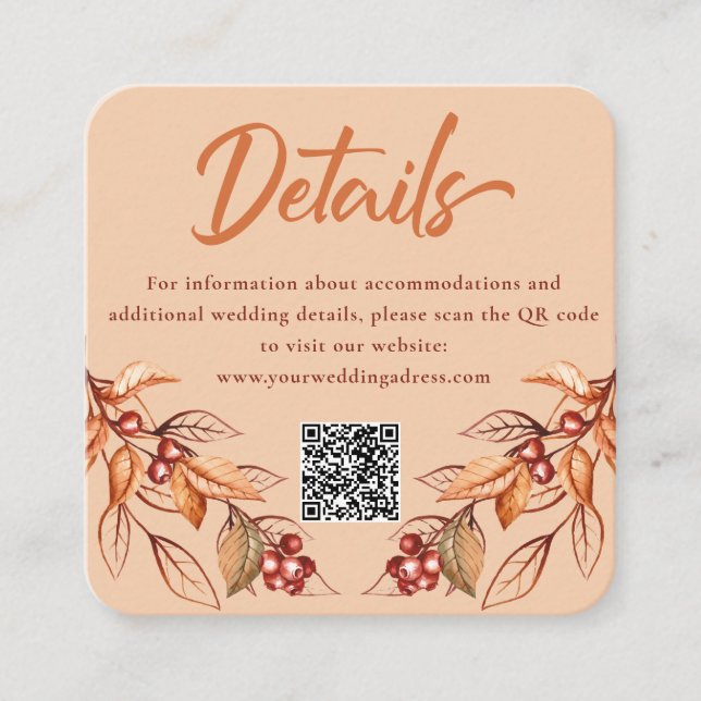 Autumn Earth tonne Terracotta Wedding Enclosure Ca Card (Front)