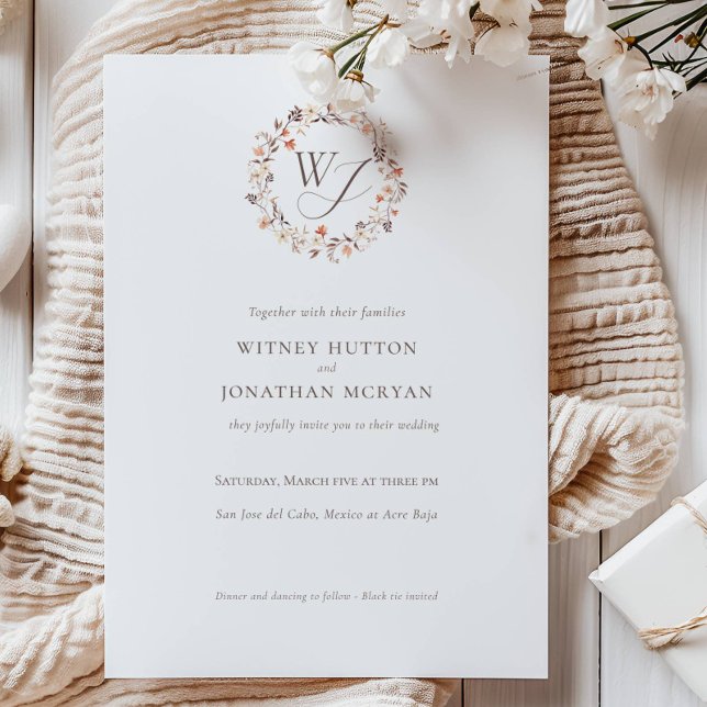 Autumn Earthy Tones Rustic Bloom Monogram Wedding Invitation (Creator Uploaded)