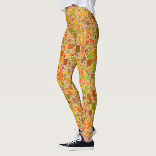 Autumn Echo Tiled Abstract Artwork Design Leggings