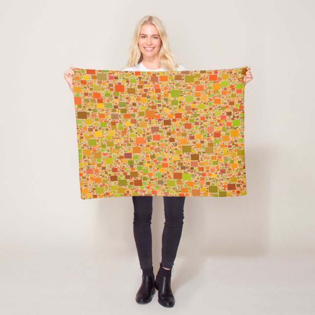 Autumn Echo Tiled Artwork Design Fleece Blanket (In Situ)