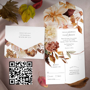 Autumn Elegance, Fall wedding All In One Invitation