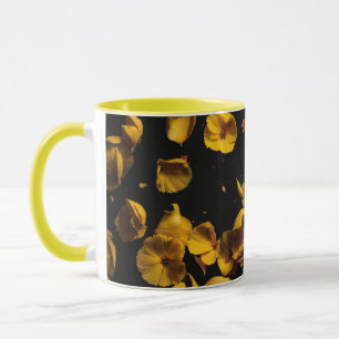 "Autumn Elegance: Mug Adorned with Falling Flower