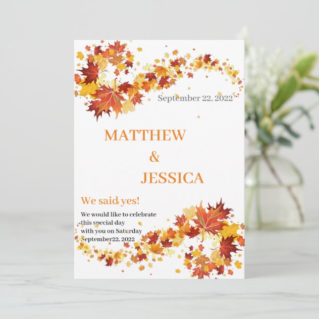 Autumn Elegance Save the Date Invitation (Standing Front)