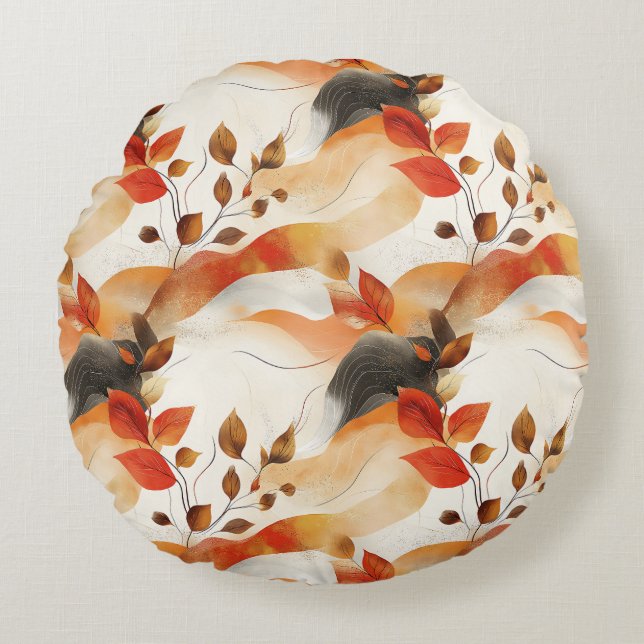 Autumn Elegance Seamless Pattern Round Cushion (Front)