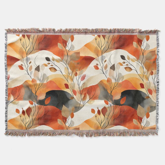 Autumn Elegance Seamless Pattern Throw Blanket (Front)