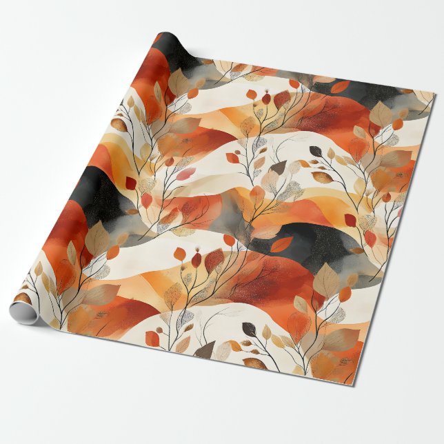 Autumn Elegance Seamless Pattern Wrapping Paper (Unrolled)