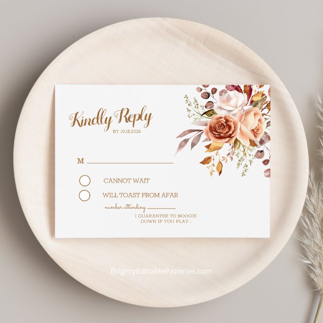 Autumn Elegance Terracotta Dahlia Watercolor RSVP Enclosure Card (Experience the warmth of autumn with our Terracotta Dahlia Watercolor RSVP Enclosure Card.)