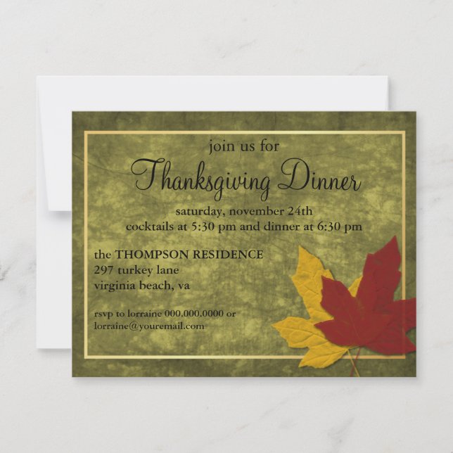 Autumn Elegance Thanksgiving Invite (Front)