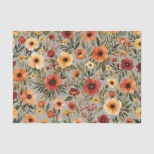 Autumn Elegance Watercolor Floral in Warm Fall  Tissue Paper