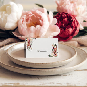 Autumn Elegance Watercolor Floral Place Card