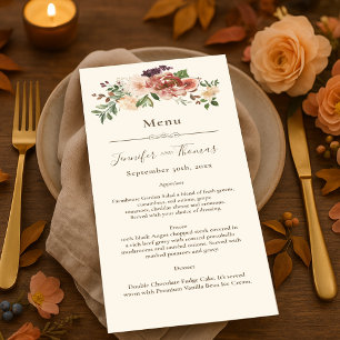 Autumn Elegance Watercolor Menu Burgundy & Blush