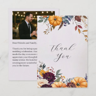 Autumn Elegance Wedding Flat Thank You Card