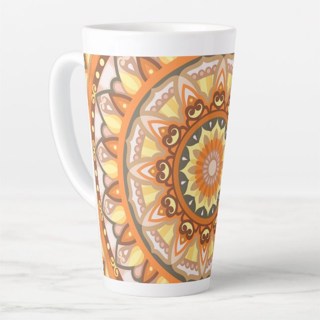 Autumn Elegant Fall Mandala Design Pattern Boho  Latte Mug (Left Angle)
