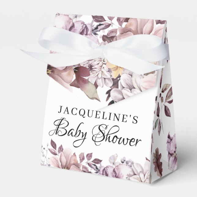 Autumn Elegant Purple Flowers Foliage  Favour Box (Front Side)