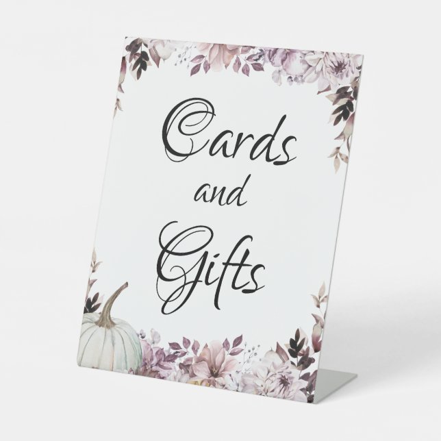 Autumn Elegant Purple Flowers Foliage Pedestal Sign (Front)