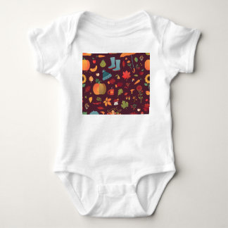 Autumn elements, dark background, vintage baby bodysuit