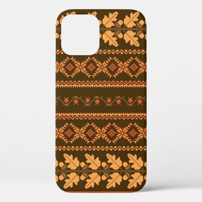 Autumn embroidered cross-stich retro striped backg Case-Mate iPhone case (Back)