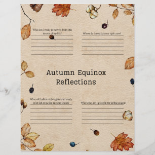 Autumn Equinox Reflection Journal Page Custom Letterhead
