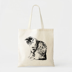 Autumn Errands with Minimal Cat Style Tote Bag