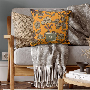 Autumn Exotic Flowers Customise Monogram Cushion