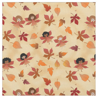 Autumn Fairies and Leaves Fabric