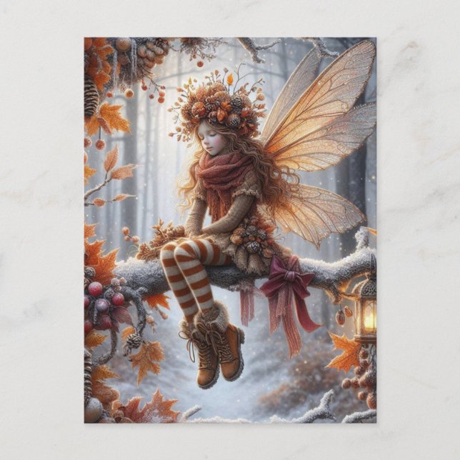 Autumn Fairy, Fall Greeting, Holiday Postcard (Front)