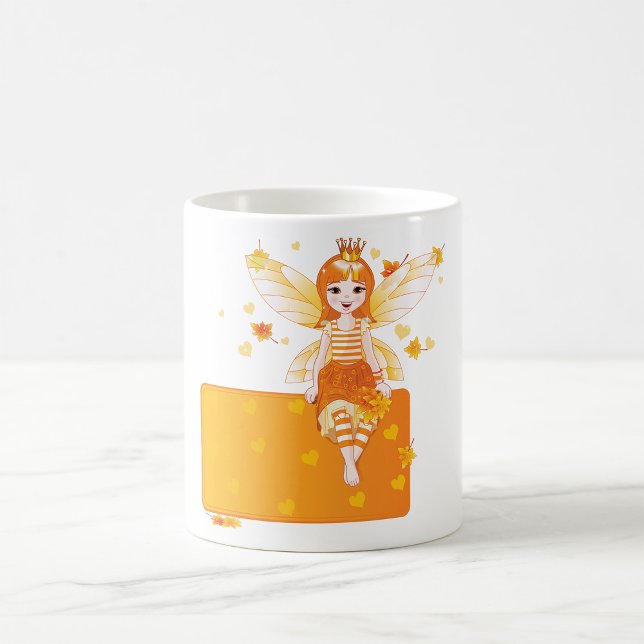 Autumn Fairy Princess with Orange Leaves and Crown Coffee Mug (Creator Uploaded)