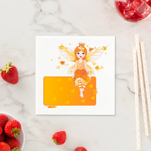 Autumn Fairy Princess with Orange Leaves and Crown Napkin