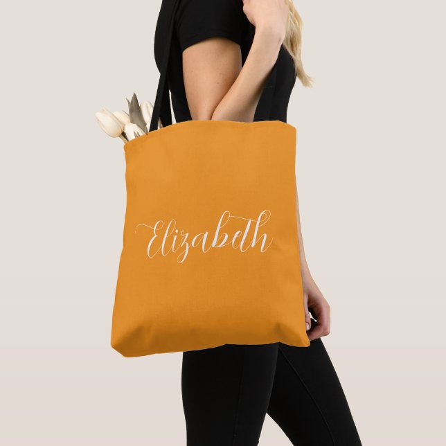 Autumn Fall Abigail Script Personalised Name  Tote Bag (Close Up)