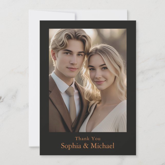 Autumn Fall Abstract Wedding Thank You Card  (Front)