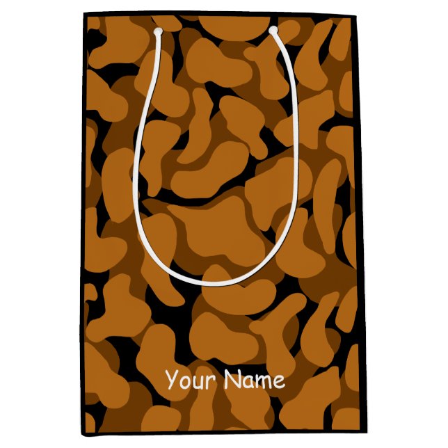 Autumn Fall Amoeba  Organic Shapes Circle Orange Medium Gift Bag (Front)