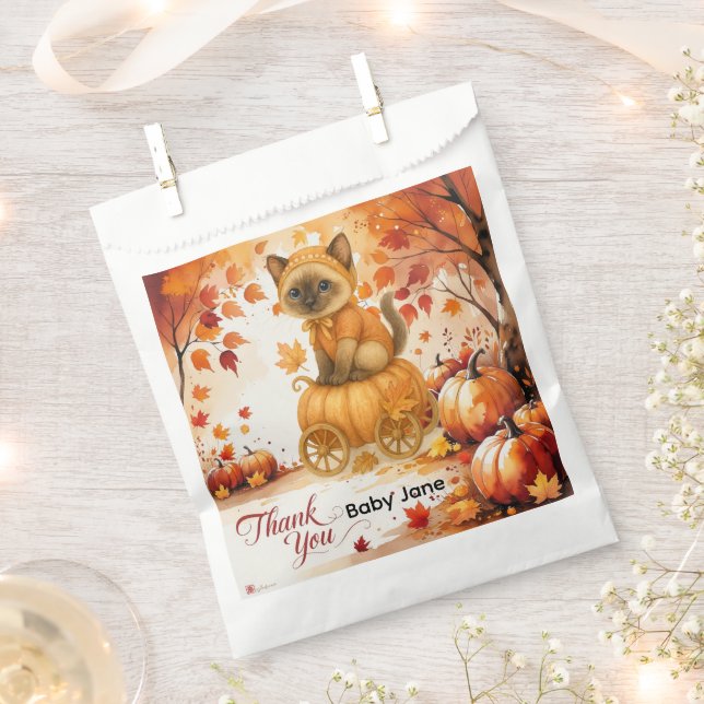 Autumn Fall Baby Shower for Cat lovers  Favour Bags (Clipped)