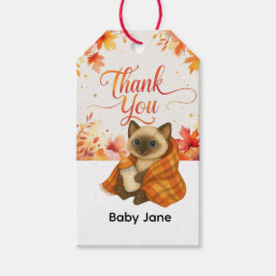 Autumn Fall Baby Shower for Cat lovers  Gift Tags
