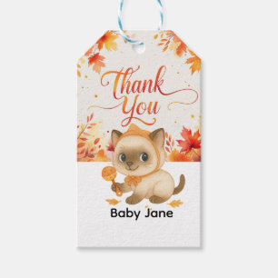 Autumn Fall Baby Shower for Cat lovers  Gift Tags