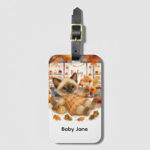 Autumn Fall Baby Shower for Cat lovers  Luggage Tag