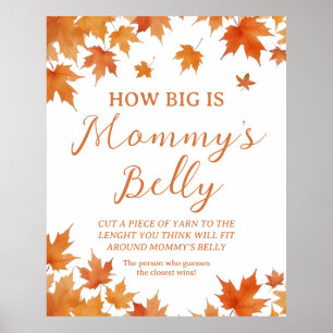 Autumn Fall Baby Shower How Big Is Her Belly Poster