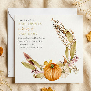 Autumn fall baby shower invitation