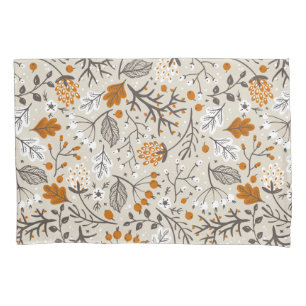 Autumn Fall Berries Leaves and Branches Pattern Pillowcase