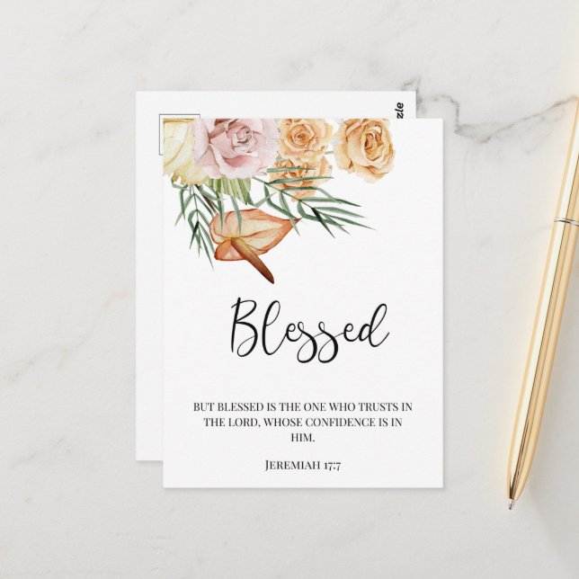 Autumn Fall Blessed Happy Thanksgiving Postcard (Front/Back In Situ)