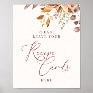 Autumn Fall Boho Bridal Shower Recipe Cards Poster