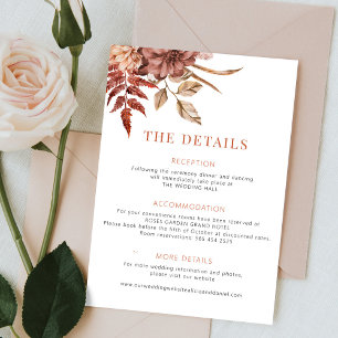 Autumn fall boho floral wedding details enclosure card