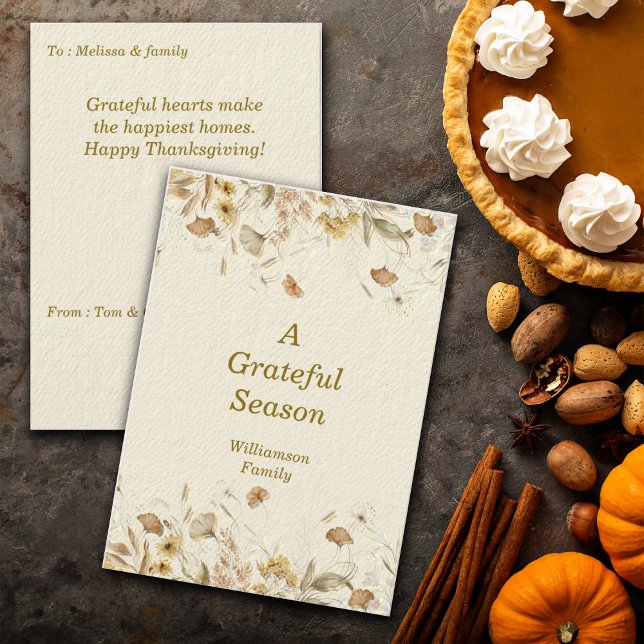 Autumn Fall Botanical Thanksgiving Personalise Holiday Card (Creator Uploaded)