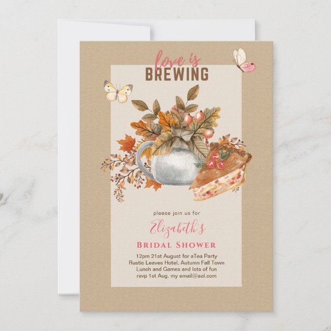 Autumn Fall Bridal Shower Tea Party Invites (Front)